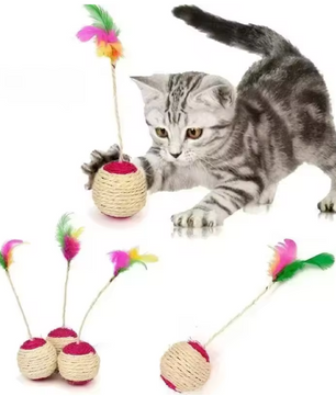 Sisal Katten Speelbal – Interactief Krab- en Kauwspeelgoed met Veer