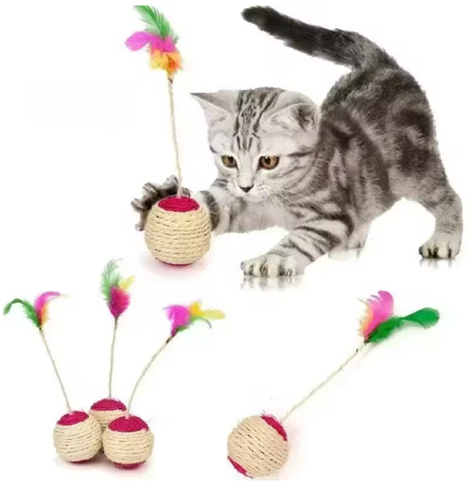 Sisal Katten Speelbal – Interactief Krab- en Kauwspeelgoed met Veer