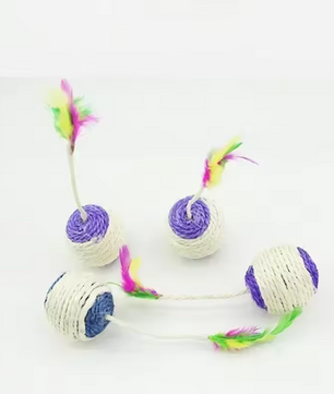 Sisal Katten Speelbal – Interactief Krab- en Kauwspeelgoed met Veer