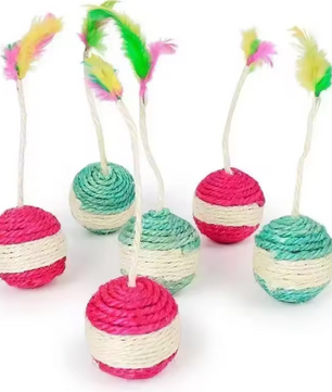 Sisal Katten Speelbal – Interactief Krab- en Kauwspeelgoed met Veer