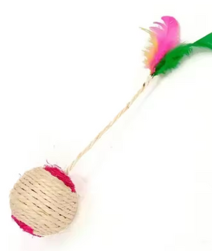 Sisal Katten Speelbal – Interactief Krab- en Kauwspeelgoed met Veer