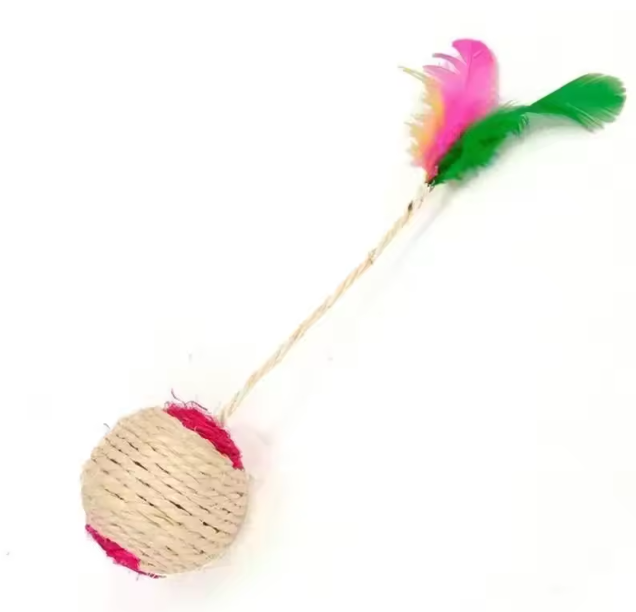 Sisal Katten Speelbal – Interactief Krab- en Kauwspeelgoed met Veer