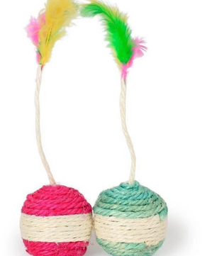 Sisal Katten Speelbal – Interactief Krab- en Kauwspeelgoed met Veer