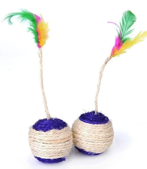 Sisal Katten Speelbal – Interactief Krab- en Kauwspeelgoed met Veer
