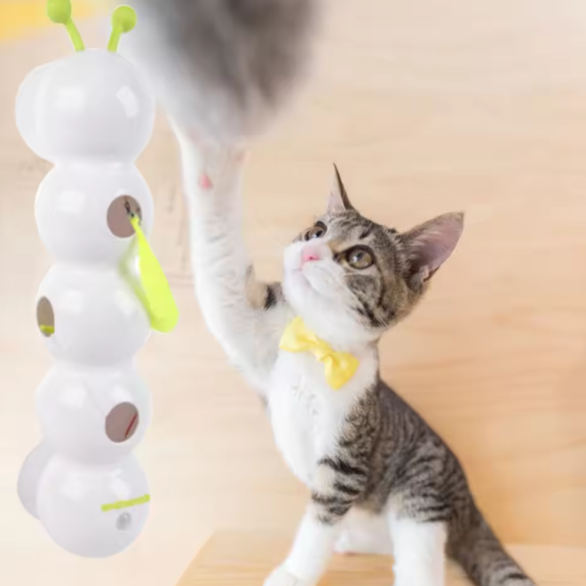 Interactief Kattenspeelgoed – Bewegingsgeactiveerde Wurm met Staart & Oplaadfunctie