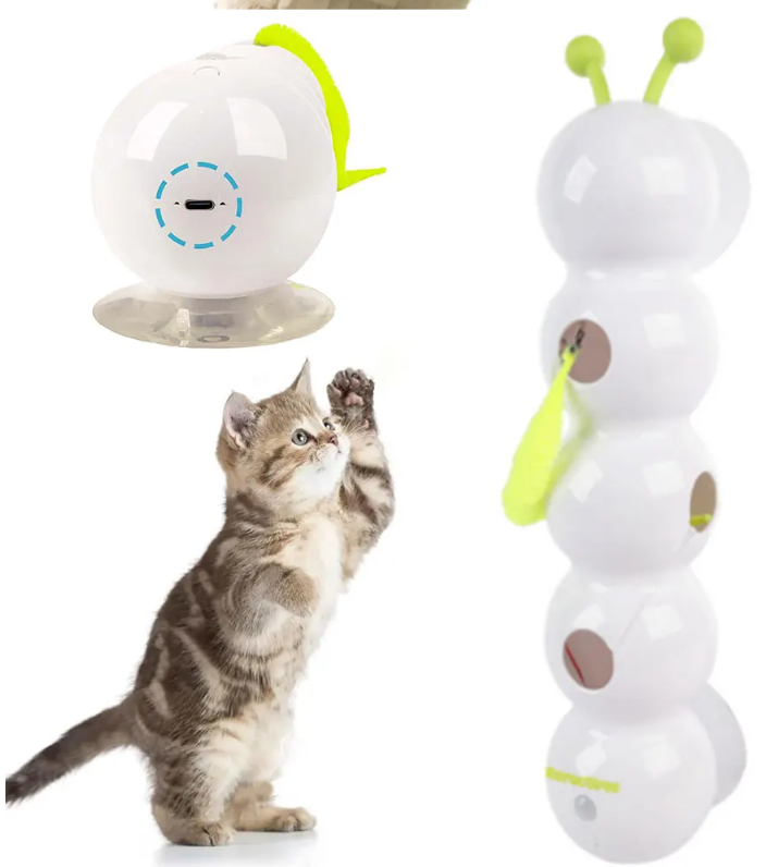 Interactief Kattenspeelgoed – Bewegingsgeactiveerde Wurm met Staart & Oplaadfunctie