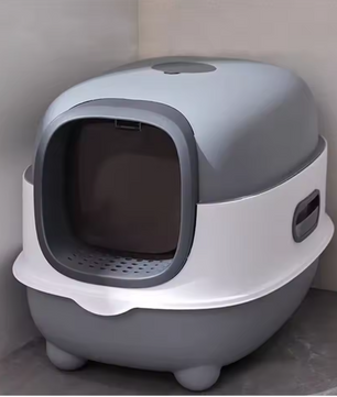 Ovale Kattenbak met Kap en Vooringang – Ingesloten Kattentoilet met Lade & Schep