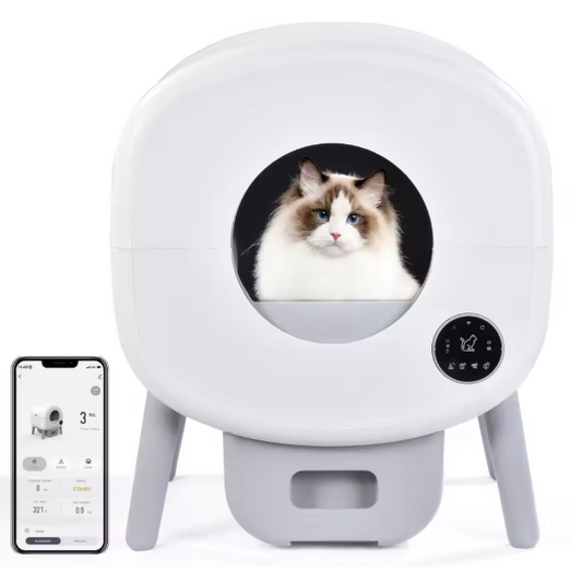 Automatische Kattenbak met App-Bediening – 95L Kattentoilet met 15L Binnenbak & Inclusief Kattenbakmat