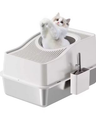 Roestvrijstalen Kattenbak met Deksel – Gesloten & Geurbestendig, Extra Groot