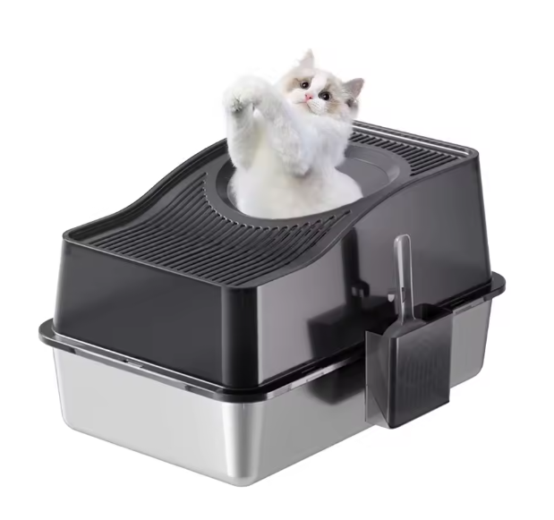 Roestvrijstalen Kattenbak met Deksel – Gesloten & Geurbestendig, Extra Groot