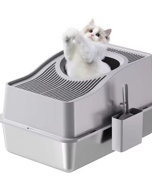 Roestvrijstalen Kattenbak met Deksel – Gesloten & Geurbestendig, Extra Groot