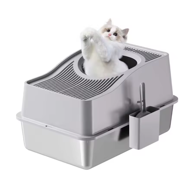 Roestvrijstalen Kattenbak met Deksel – Gesloten & Geurbestendig, Extra Groot