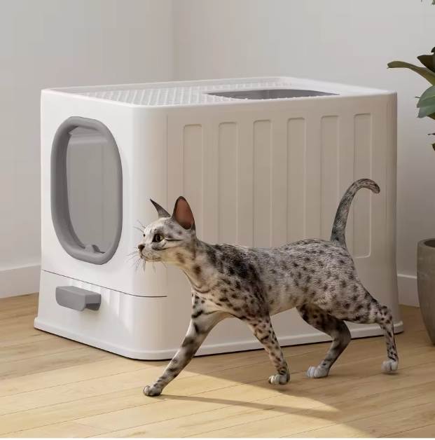 Grote Gesloten Kattenbak met Krabplank – Lade Stijl & Geurbestendig