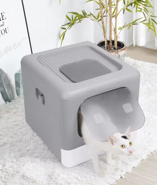 Opvouwbare Kattenbak met Schep – Gesloten Ontwerp & Lade Stijl, Voor- en Top Entry