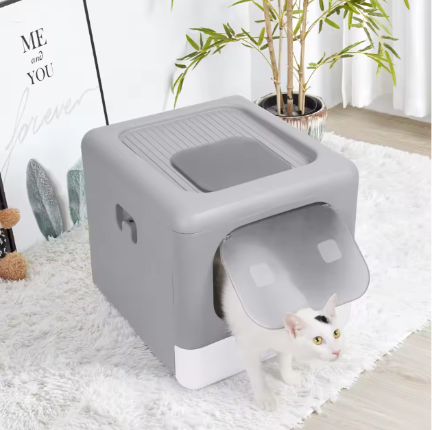 Opvouwbare Kattenbak met Schep – Gesloten Ontwerp & Lade Stijl, Voor- en Top Entry