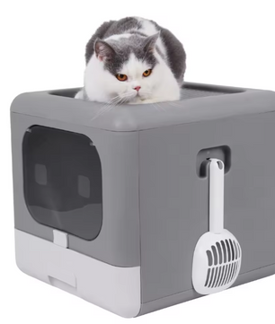 Opvouwbare Kattenbak met Schep – Gesloten Ontwerp & Lade Stijl, Voor- en Top Entry