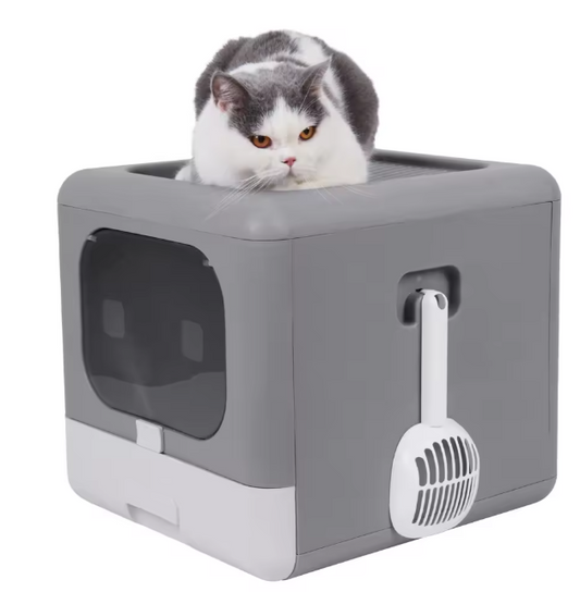 Opvouwbare Kattenbak met Schep – Gesloten Ontwerp & Lade Stijl, Voor- en Top Entry