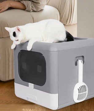 Opvouwbare Kattenbak met Schep – Gesloten Ontwerp & Lade Stijl, Voor- en Top Entry