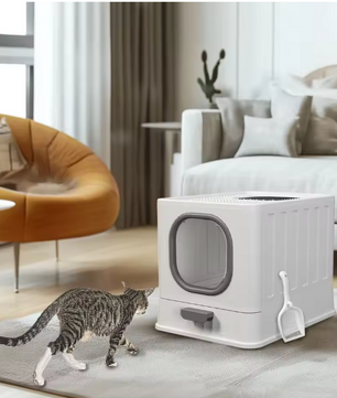 XL Kattenbak met Deksel – Gesloten Top Entry & Gemakkelijk Schoon te Maken