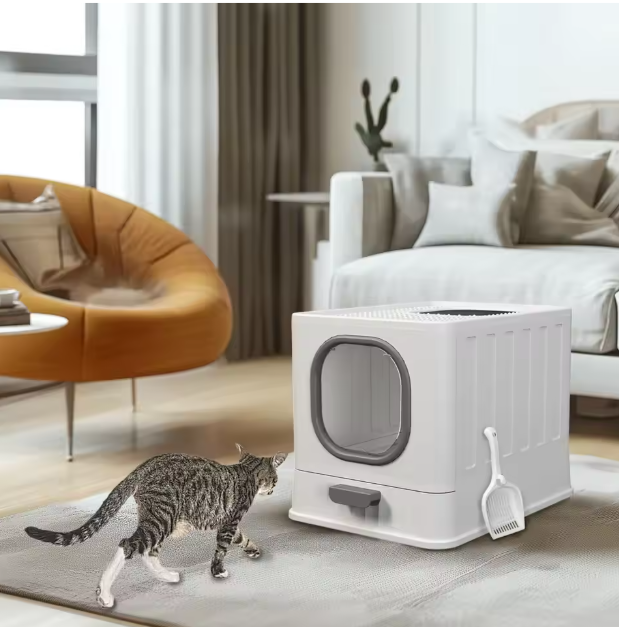XL Kattenbak met Deksel – Gesloten Top Entry & Gemakkelijk Schoon te Maken