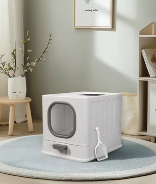 XL Kattenbak met Deksel – Gesloten Top Entry & Gemakkelijk Schoon te Maken