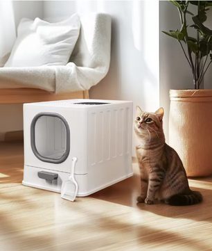 XL Kattenbak met Deksel – Gesloten Top Entry & Gemakkelijk Schoon te Maken