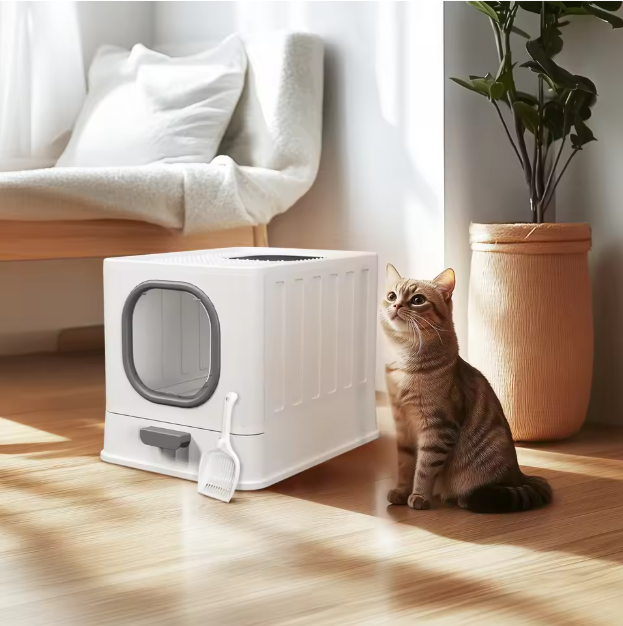 XL Kattenbak met Deksel – Gesloten Top Entry & Gemakkelijk Schoon te Maken