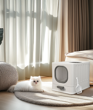 XL Kattenbak met Deksel – Gesloten Top Entry & Gemakkelijk Schoon te Maken