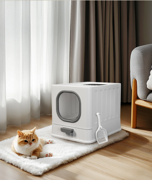XL Kattenbak met Deksel – Gesloten Top Entry & Gemakkelijk Schoon te Maken