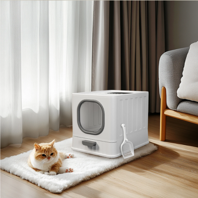 XL Kattenbak met Deksel – Gesloten Top Entry & Gemakkelijk Schoon te Maken