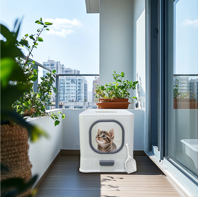 XL Kattenbak met Deksel – Gesloten Top Entry & Gemakkelijk Schoon te Maken