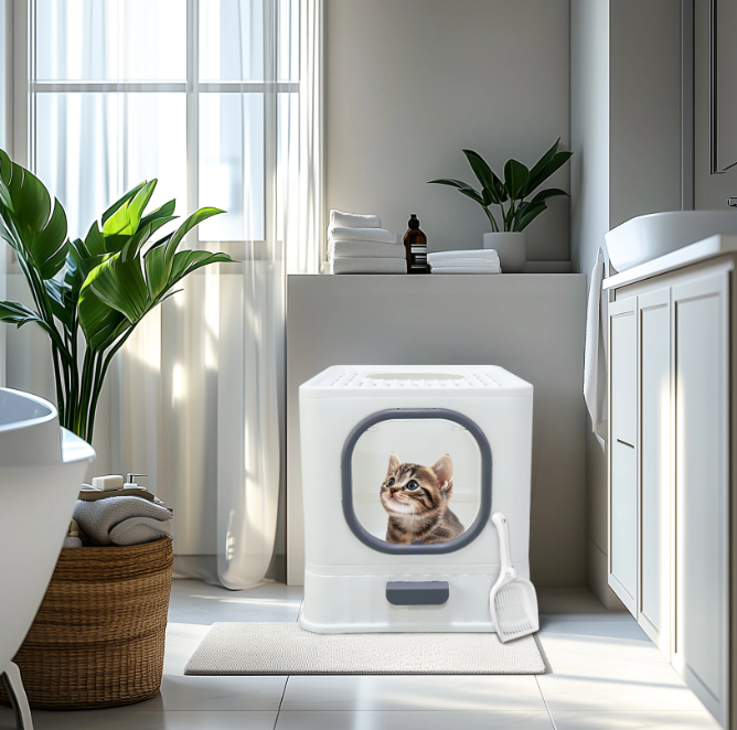 XL Kattenbak met Deksel – Gesloten Top Entry & Gemakkelijk Schoon te Maken