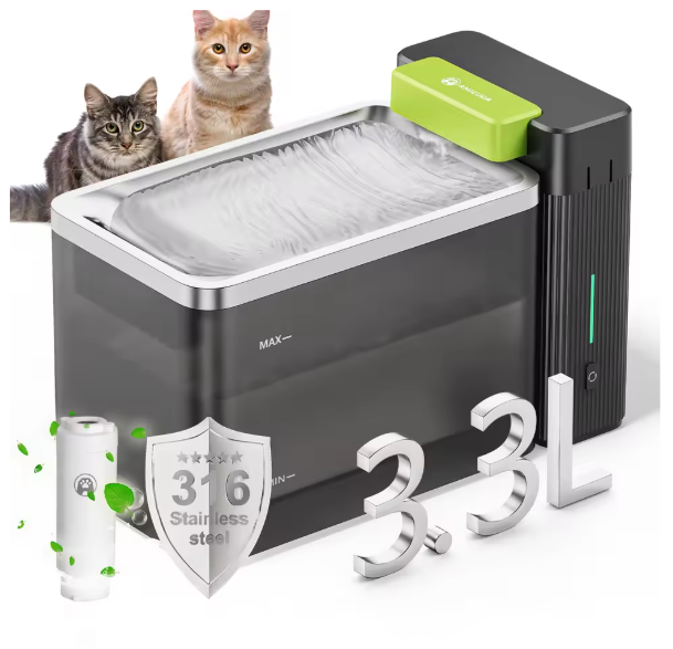 Katten Drinkfontein 3,3L – Roestvrijstaal & Ultrafiltratietechnologie
