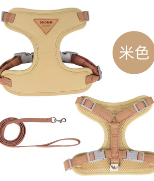 Ademend Honden- en Kattenharnas met Riem – Nylon Mesh & Suède, Verstelbaar en Comfortabel