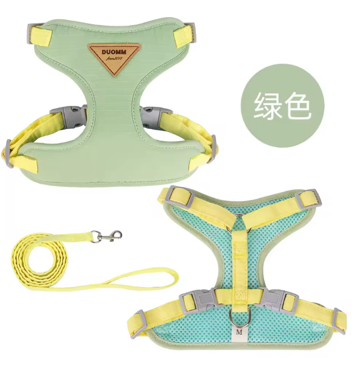 Ademend Honden- en Kattenharnas met Riem – Nylon Mesh & Suède, Verstelbaar en Comfortabel