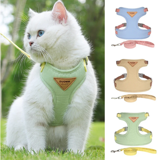 Ademend Honden- en Kattenharnas met Riem – Nylon Mesh & Suède, Verstelbaar en Comfortabel