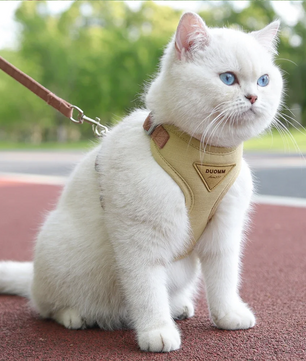 Ademend Honden- en Kattenharnas met Riem – Nylon Mesh & Suède, Verstelbaar en Comfortabel