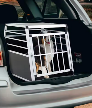 Hondentransportbox Auto – Aluminium Reiskooi met Deur 65×91×69 cm