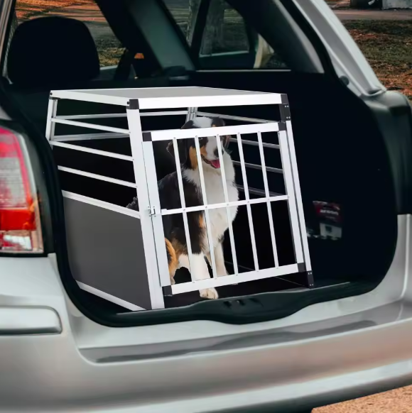 Hondentransportbox Auto – Aluminium Reiskooi met Deur 65×91×69 cm