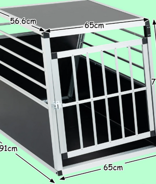 Hondentransportbox Auto – Aluminium Reiskooi met Deur 65×91×69 cm