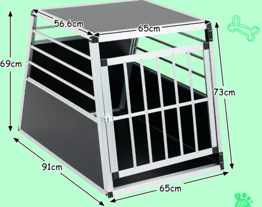 Hondentransportbox Auto – Aluminium Reiskooi met Deur 65×91×69 cm