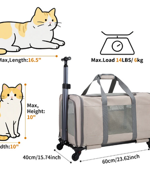 Kattenwagen met Wielen – Grote Transporttas voor 2 Katten met Veiligheidsgordel