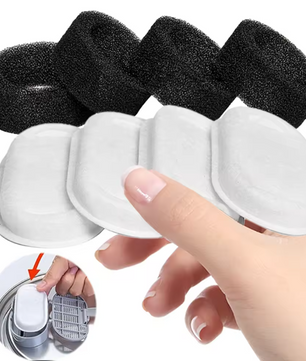 Kat Waterfontein Filters – 4/8 Stuks Vervangingsset met Voorfilterspons, Hygiënisch en Veilig