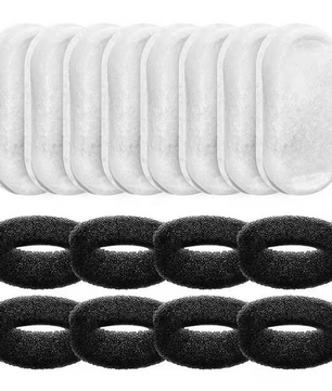 Kat Waterfontein Filters – 4/8 Stuks Vervangingsset met Voorfilterspons, Hygiënisch en Veilig