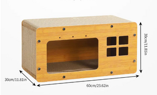 Kattenhuis met Krabplank – Houten Scratcher Box 60×30×29 cm