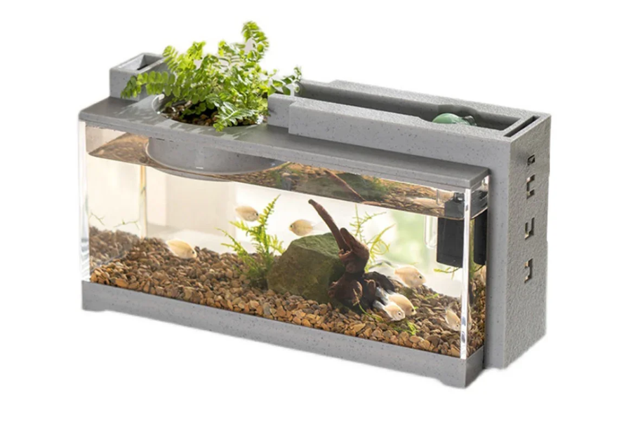 Mini Aquarium met USB Waterpomp – Compact Startkit 31,5×13×16,5 cm