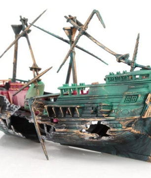 2-delige Aquariumdecoratie Boot – Kunststof Scheepswrak Ornamenten met Luchtfunctie