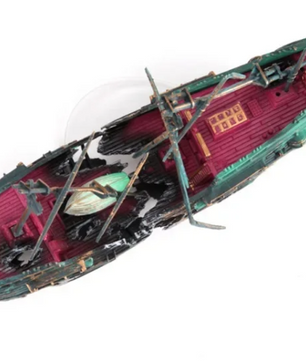 2-delige Aquariumdecoratie Boot – Kunststof Scheepswrak Ornamenten met Luchtfunctie
