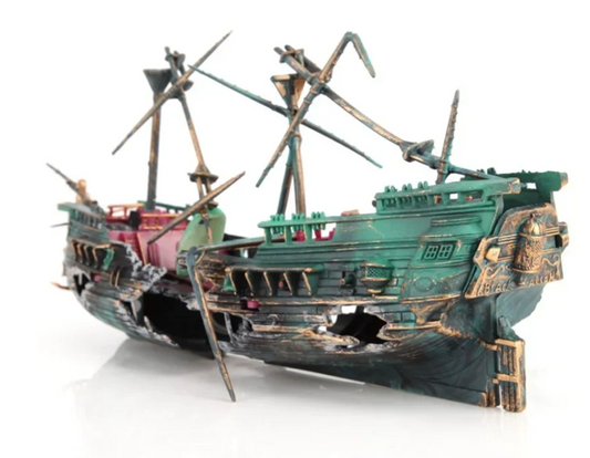 2-delige Aquariumdecoratie Boot – Kunststof Scheepswrak Ornamenten met Luchtfunctie