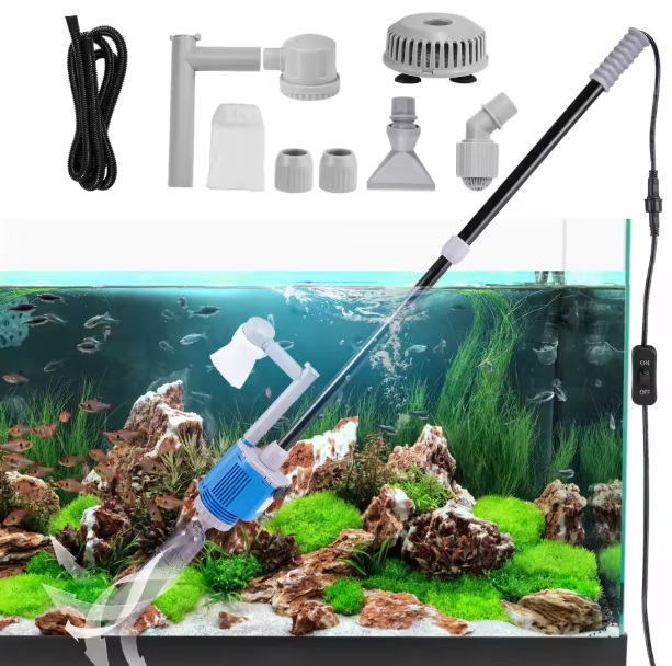 Elektrische Aquarium Waterwisselaar – 28W Pomp & Grindreiniger, Sifon Filter